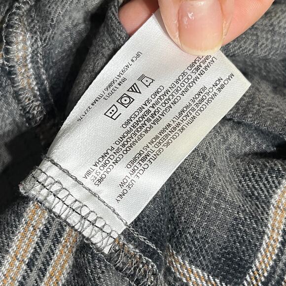 Woolrich Men's Green Plaid Long Sleeve Button Cotton Flannel Shirt Gray Medium - Picture 4 of 7